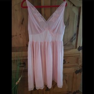 Vintage pink lace slip or negligee. Lace details.